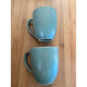 Two noritake colorwave mugs 12 oz green cream set 2 replacements stoneware